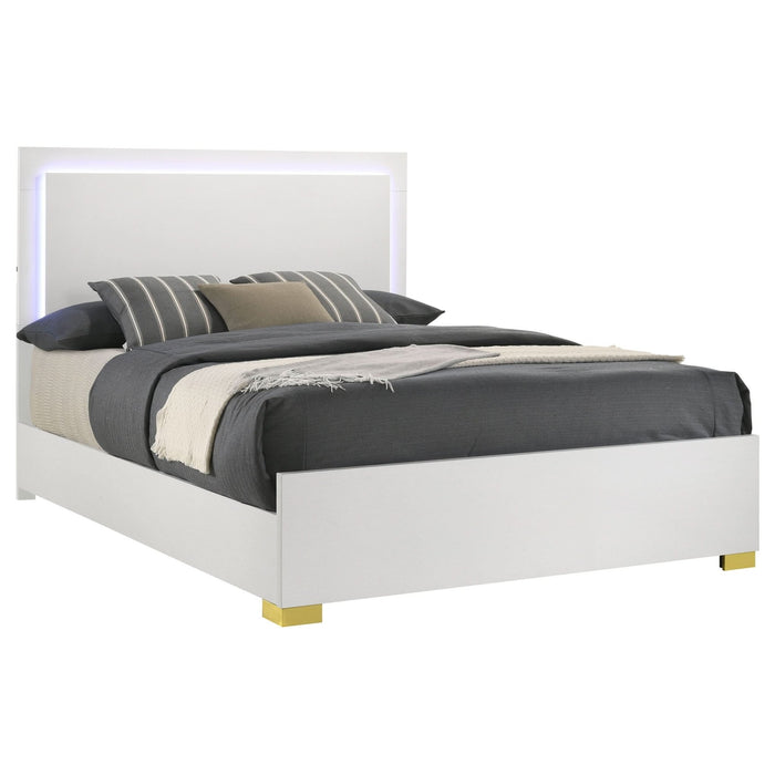 Marceline Wood Full LED Panel Bed White - Walo Furniture