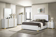 Marceline Wood Queen LED Panel Bed White - Walo Furniture