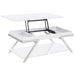 Marcia Rectangular Lift Top Coffee Table White High Gloss - Walo Furniture