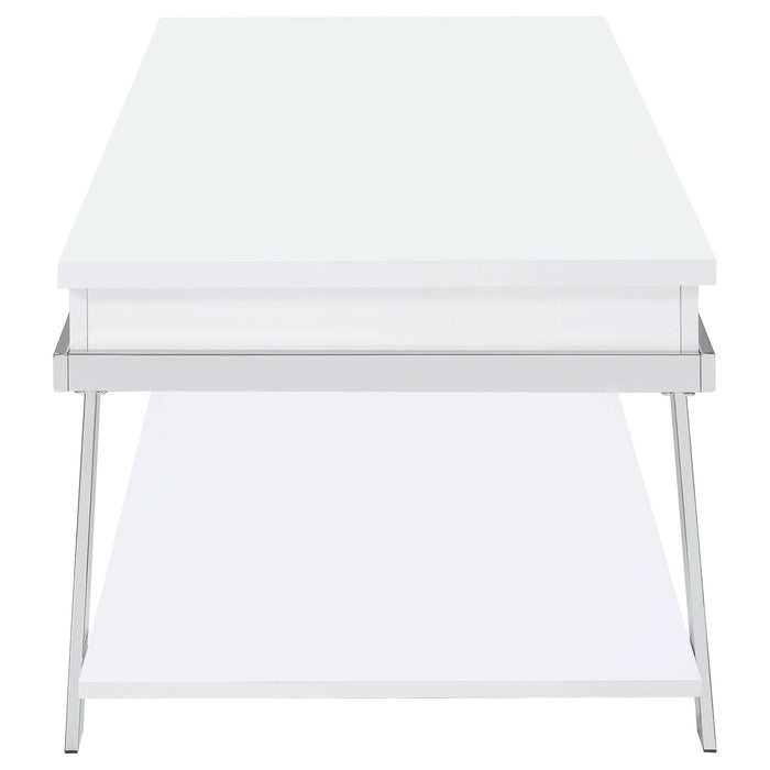 Marcia Rectangular Lift Top Coffee Table White High Gloss - Walo Furniture