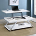 Marcia Rectangular Lift Top Coffee Table White High Gloss - Walo Furniture