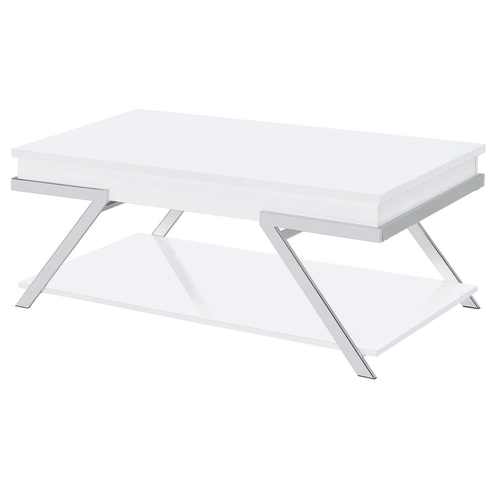 Marcia Rectangular Lift Top Coffee Table White High Gloss - Walo Furniture