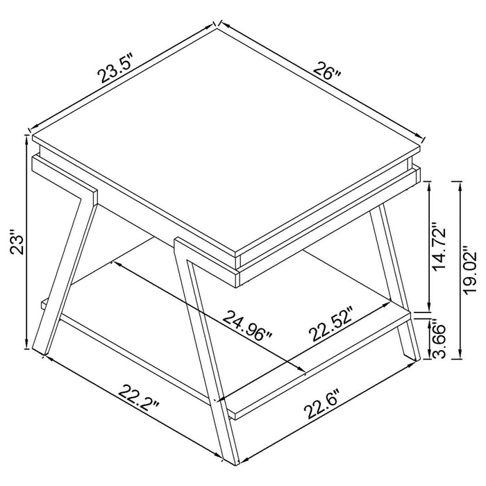 Marcia Rectangular Side End Table White High Gloss - Walo Furniture