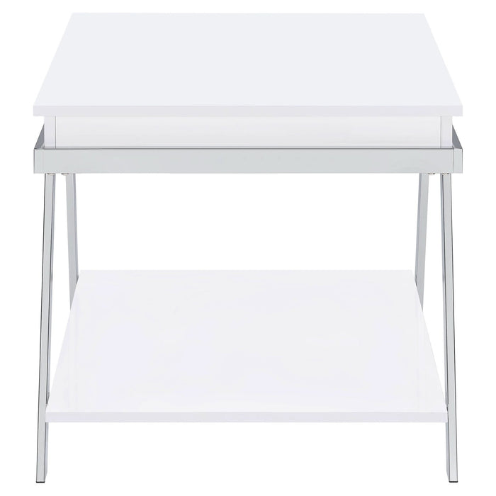 Marcia Rectangular Side End Table White High Gloss - Walo Furniture