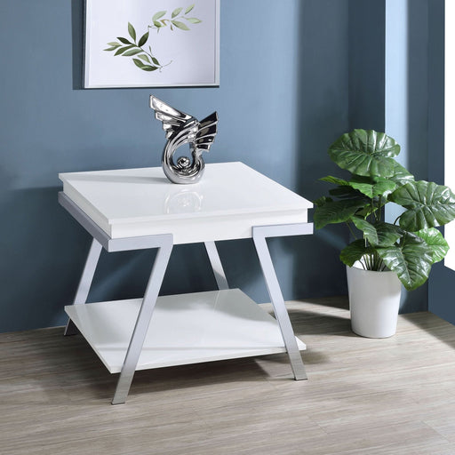 Marcia Rectangular Side End Table White High Gloss - Walo Furniture