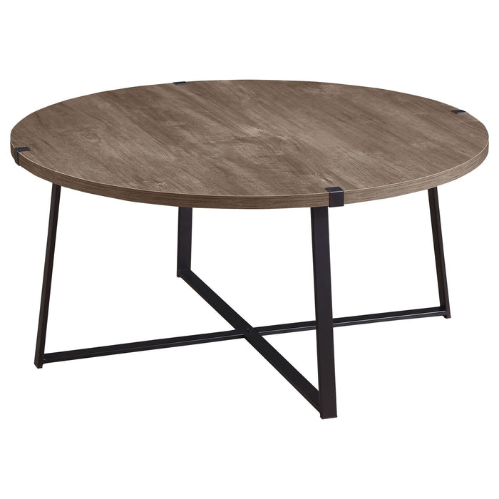 Marcus Round Engineered Wood Coffee Table Light Brown - Walo Furniture