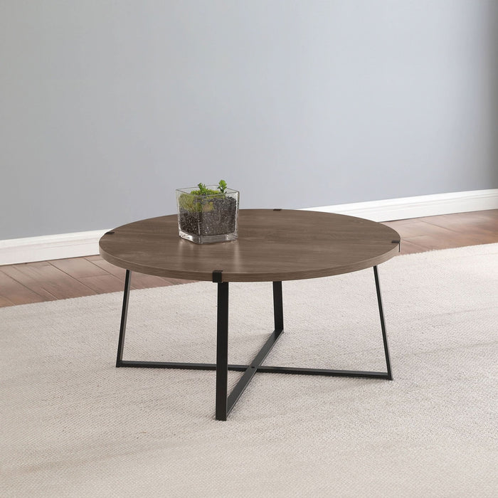 Marcus Round Engineered Wood Coffee Table Light Brown - Walo Furniture