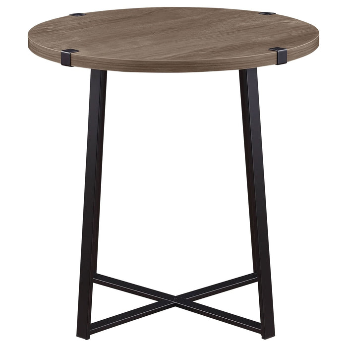 Marcus Round Engineered Wood Side End Table Light Brown - Walo Furniture