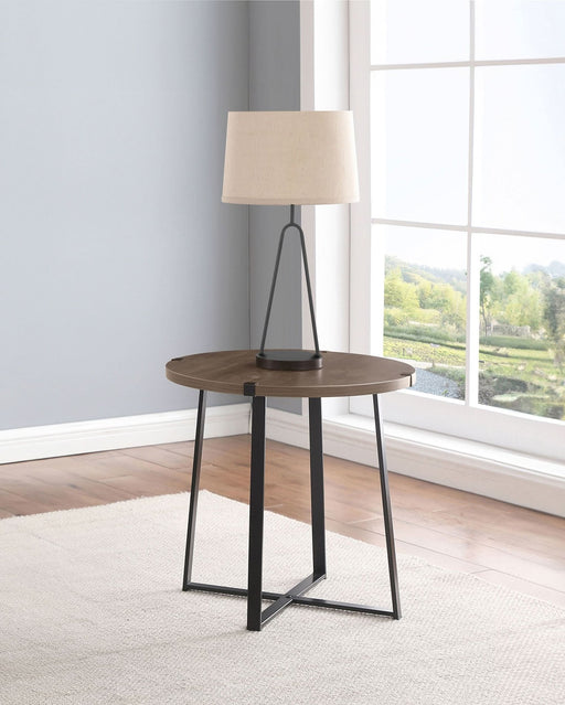 Marcus Round Engineered Wood Side End Table Light Brown - Walo Furniture