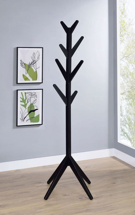 Margaret Solid Wood Coat Rack Clothing Hanger Black - Walo Furniture