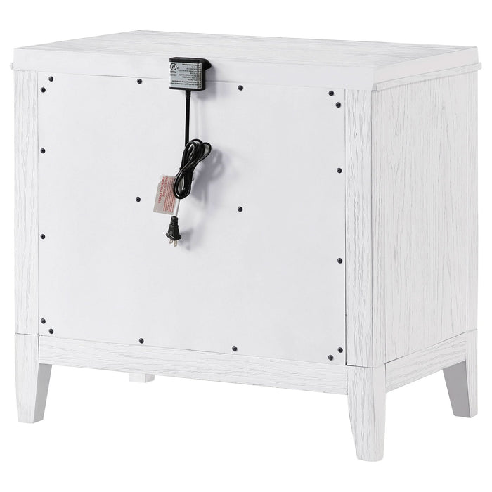 Marielle 2 - drawer Nightstand Bedside Table Distressed White - Walo Furniture