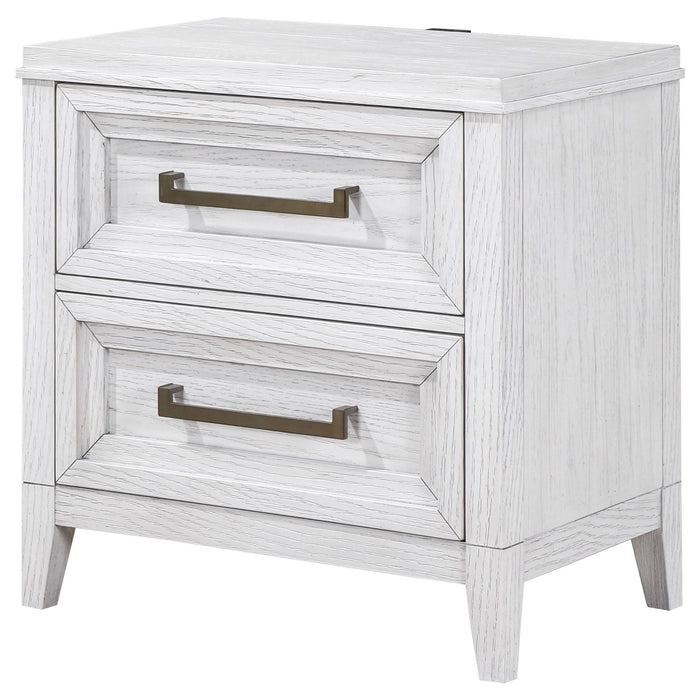 Marielle 2 - drawer Nightstand Bedside Table Distressed White - Walo Furniture