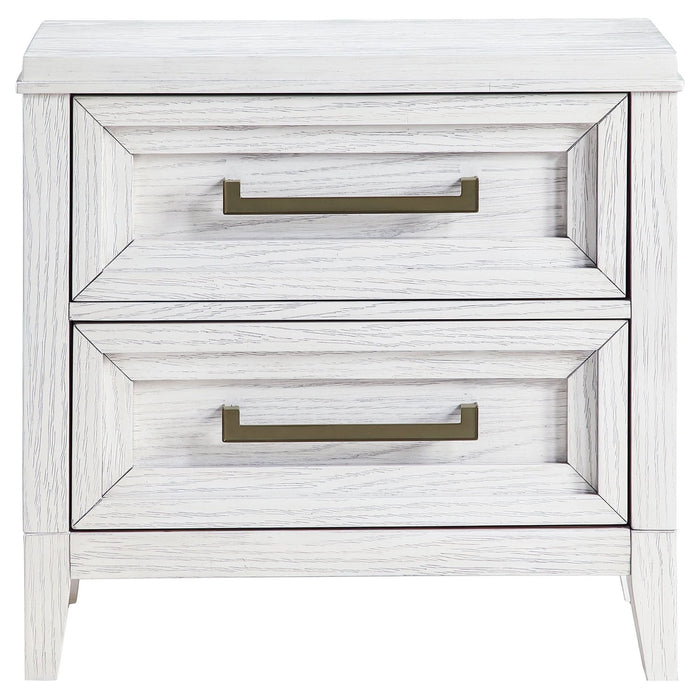 Marielle 2 - drawer Nightstand Bedside Table Distressed White - Walo Furniture