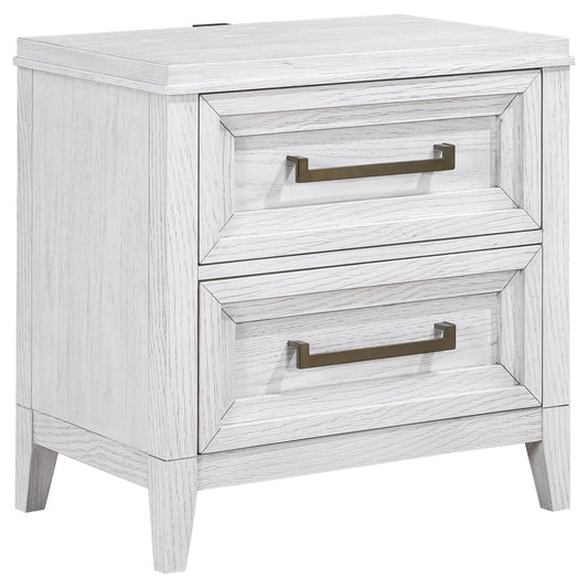 Marielle 2 - drawer Nightstand Bedside Table Distressed White - Walo Furniture