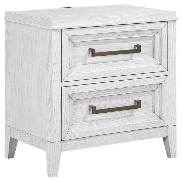 Marielle 2 - drawer Nightstand Bedside Table Distressed White - Walo Furniture