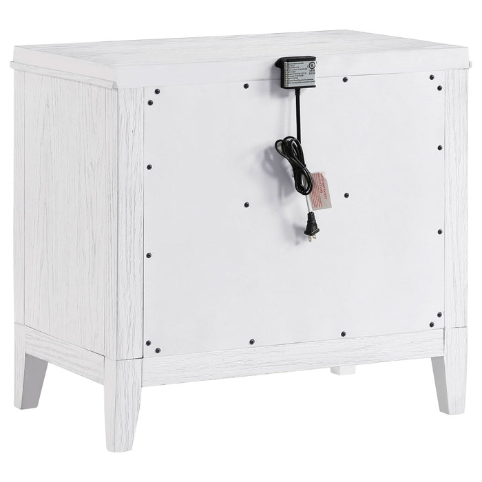 Marielle 2 - drawer Nightstand Bedside Table Distressed White - Walo Furniture