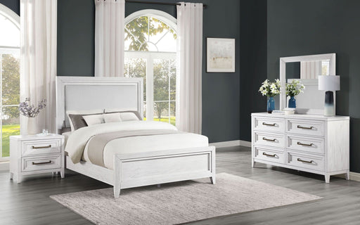 Marielle 4 - piece Eastern King Bedroom Set Distressed White - Walo Furniture