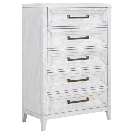 Marielle 5 - drawer Bedroom Chest Distressed White - Walo Furniture