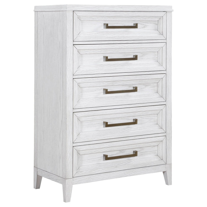 Marielle 5 - drawer Bedroom Chest Distressed White - Walo Furniture