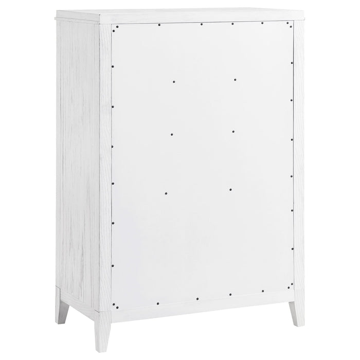 Marielle 5 - drawer Bedroom Chest Distressed White - Walo Furniture