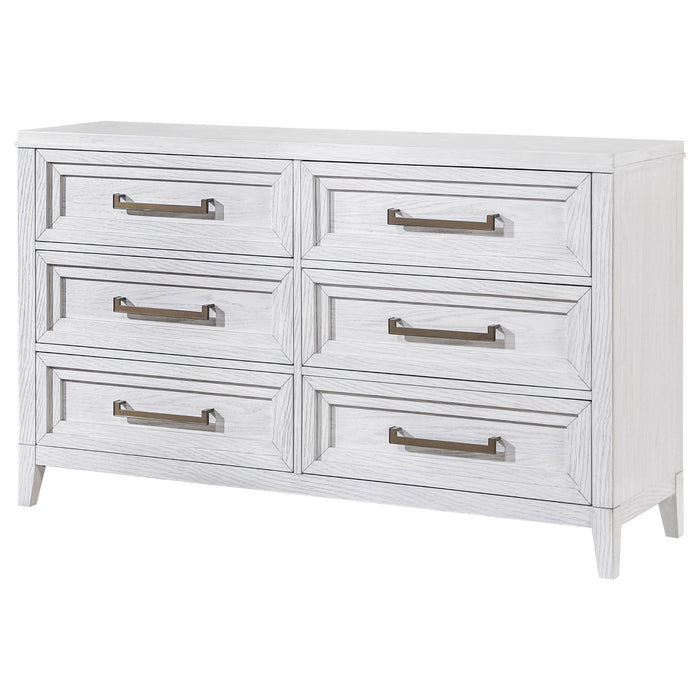 Marielle 6 - drawer Bedroom Dresser Distressed White - Walo Furniture