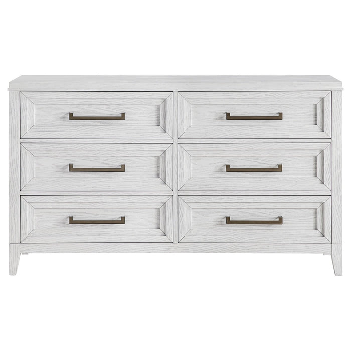 Marielle 6 - drawer Bedroom Dresser Distressed White - Walo Furniture