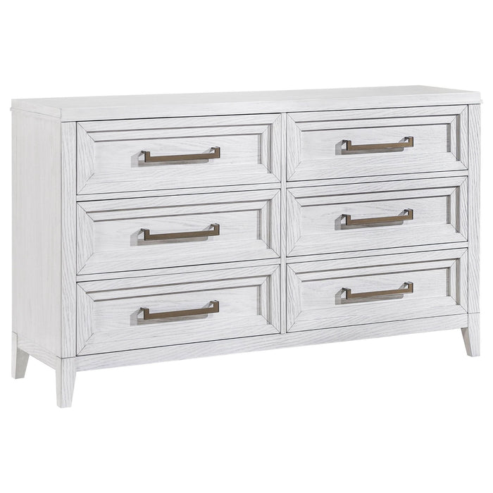 Marielle 6 - drawer Bedroom Dresser Distressed White - Walo Furniture