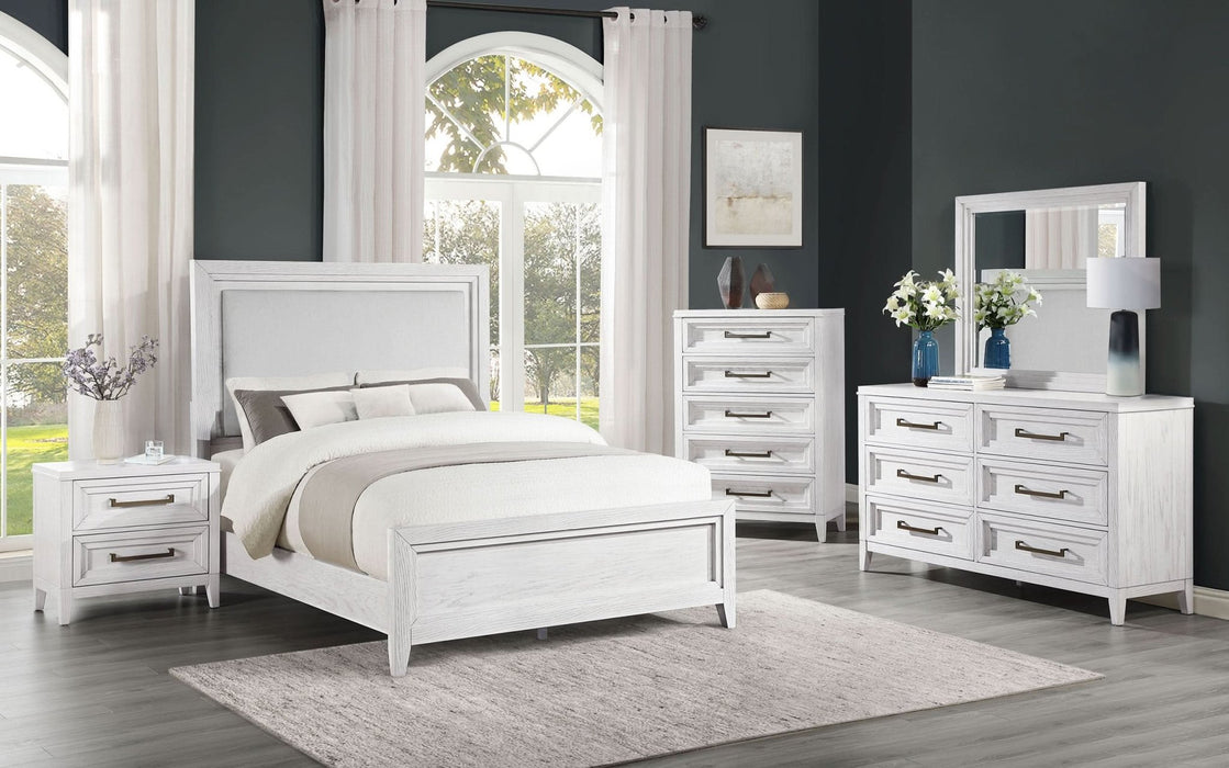 Marielle 6 - drawer Dresser with Mirror Distressed White - Walo Furniture