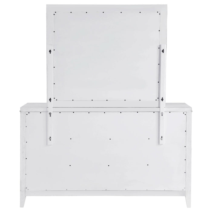 Marielle 6 - drawer Dresser with Mirror Distressed White - Walo Furniture