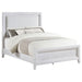 Marielle California King Panel Upholstered Bed Distressed White - Walo Furniture