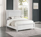 Marielle California King Panel Upholstered Bed Distressed White - Walo Furniture