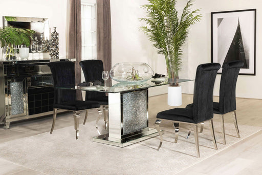 Marilyn 5 - piece Rectangular Mirrored Dining Table Set Black - Walo Furniture