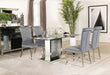 Marilyn 5 - piece Rectangular Mirrored Dining Table Set Grey - Walo Furniture