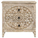 Mariska 3 - drawer Wood Mandala Cabinet Distressed White - Walo Furniture