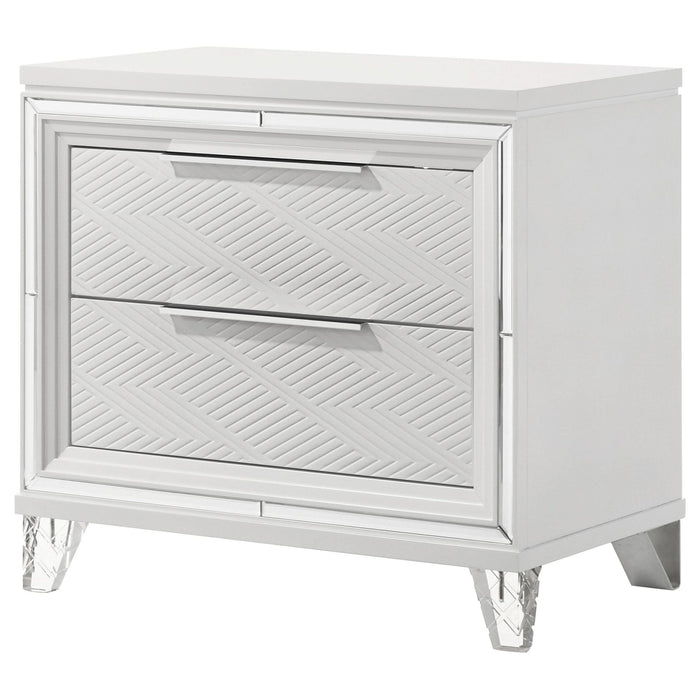 Marmore 2 - drawer Nightstand Bedside Table White - Walo Furniture