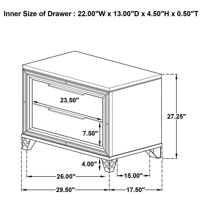 Marmore 2 - drawer Nightstand Bedside Table White - Walo Furniture