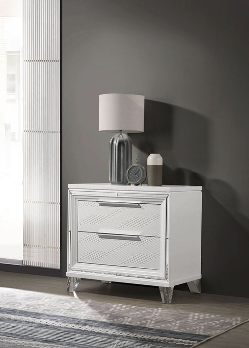 Marmore 2 - drawer Nightstand Bedside Table White - Walo Furniture