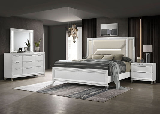 Marmore 4 - piece California King Bedroom Set White - Walo Furniture