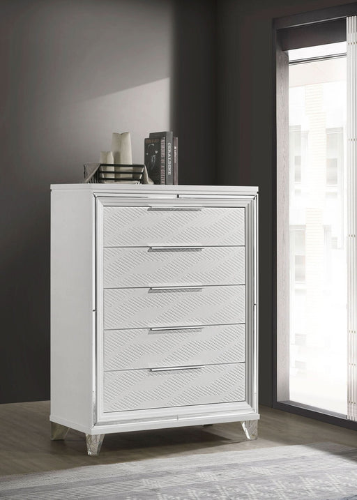 Marmore 5 - drawer Bedroom Chest of Drawers White - Walo Furniture