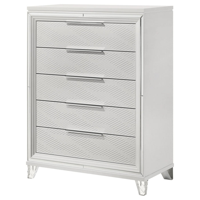 Marmore 5 - drawer Bedroom Chest of Drawers White - Walo Furniture