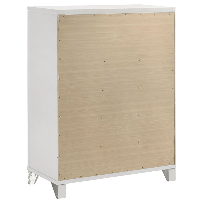 Marmore 5 - drawer Bedroom Chest of Drawers White - Walo Furniture