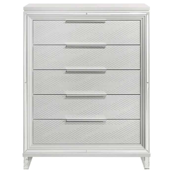 Marmore 5 - drawer Bedroom Chest of Drawers White - Walo Furniture