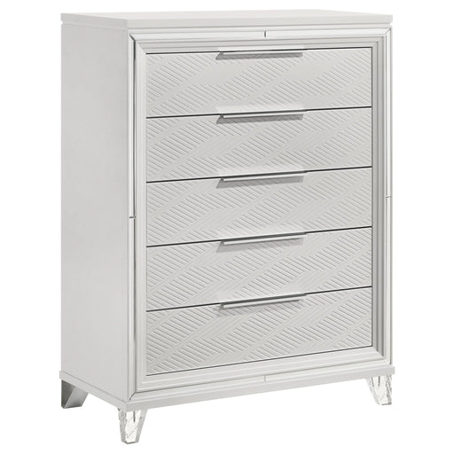 Marmore 5 - drawer Bedroom Chest of Drawers White - Walo Furniture