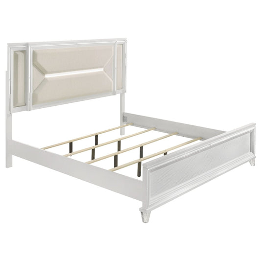 Marmore 64 - inch California King Bed LED Headboard White - Walo Furniture