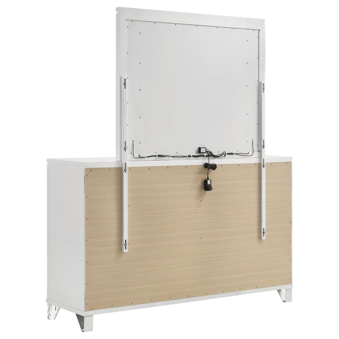 Marmore 9 - drawer Dresser and LED Mirror White - Walo Furniture