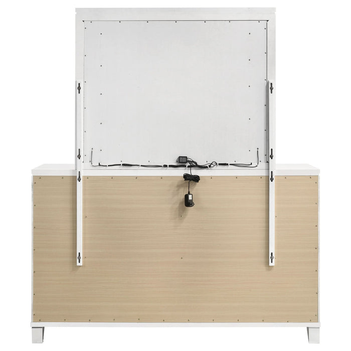 Marmore 9 - drawer Dresser and LED Mirror White - Walo Furniture