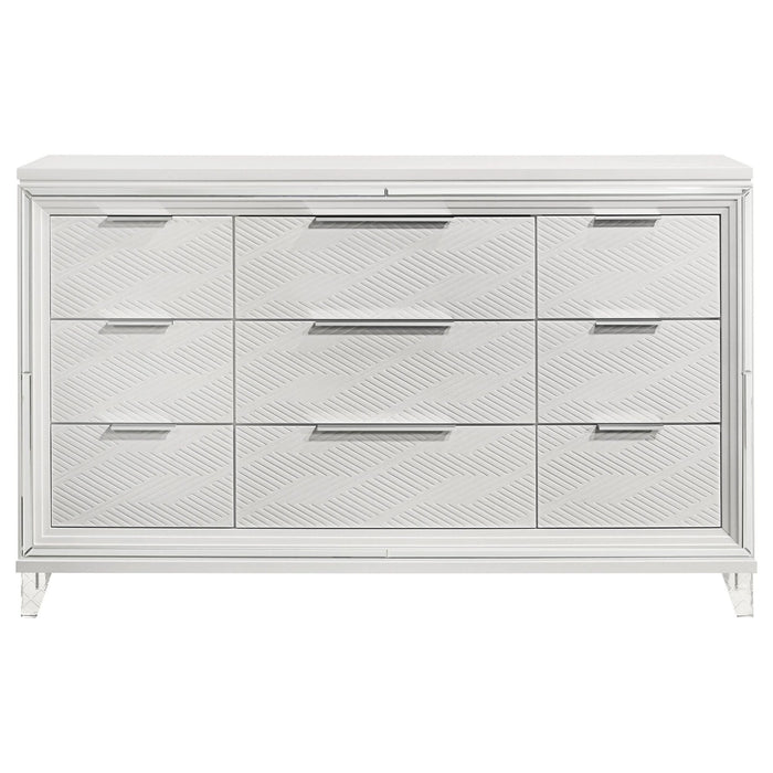 Marmore 9 - drawer Dresser Cabinet White - Walo Furniture