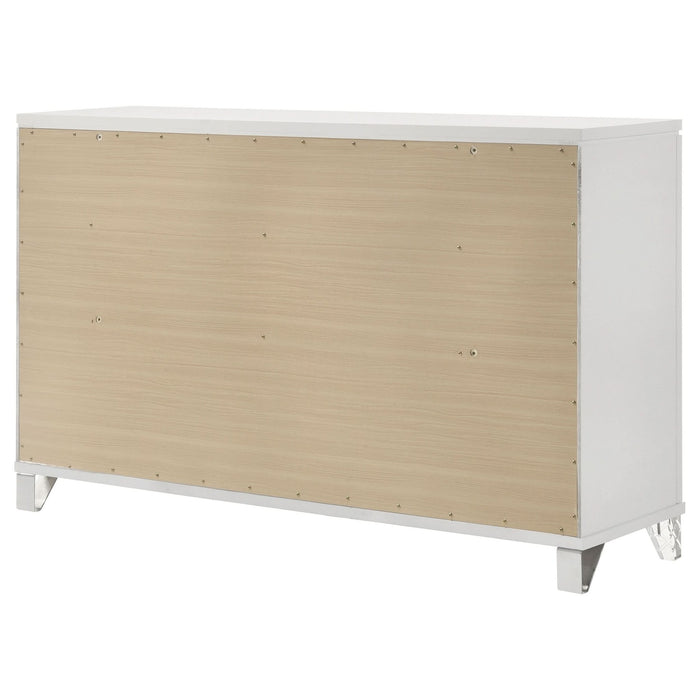 Marmore 9 - drawer Dresser Cabinet White - Walo Furniture