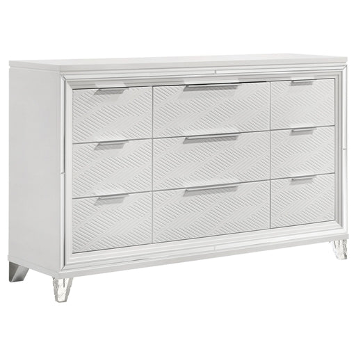 Marmore 9 - drawer Dresser Cabinet White - Walo Furniture