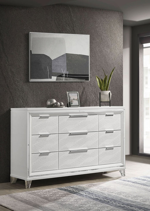 Marmore 9 - drawer Dresser Cabinet White - Walo Furniture